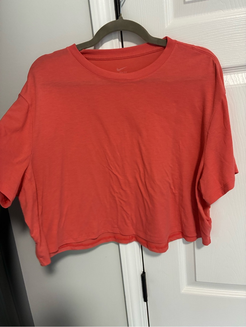 Nike Coral-Red Cropped Crew Tee